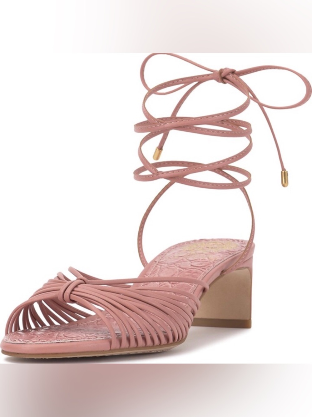 Vince Camuto Dusty Rose Lace-Up Strappy Block Heel Sandal